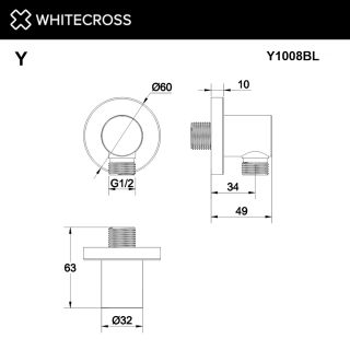Угловой соединительный элемент WHITECROSS Y1008BL чёрный матовый